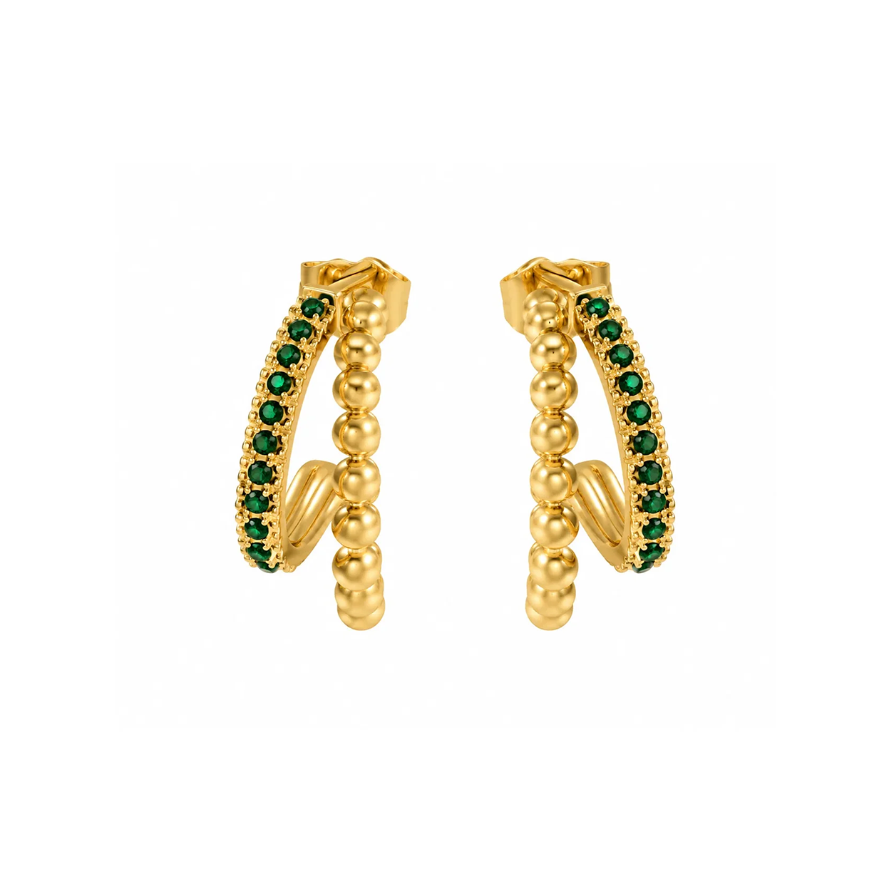 Double Emerald Earrings